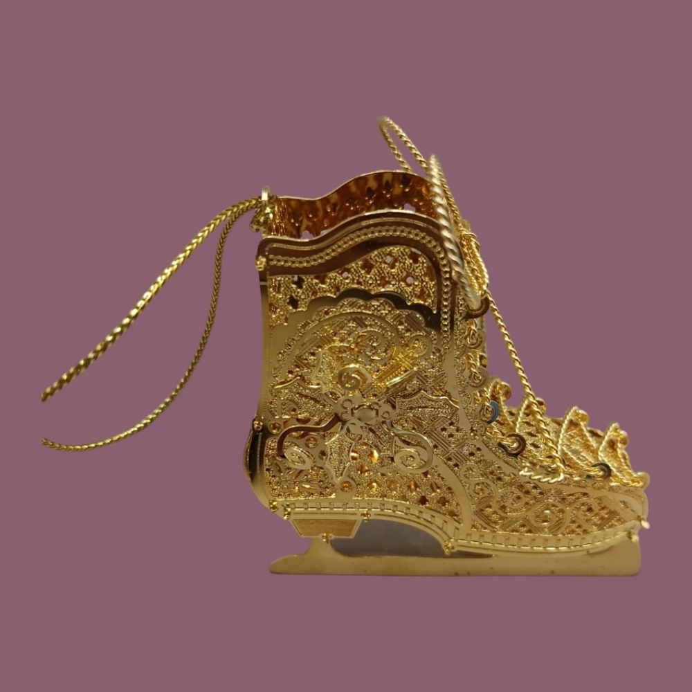 Danbury mint vtg ice skate 23k gold electroplated ornament - Picture 2 of 8